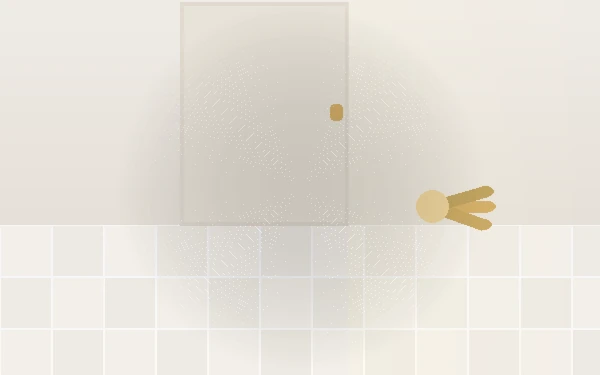 Illustration of a bathroom mirror and cleaning cloth